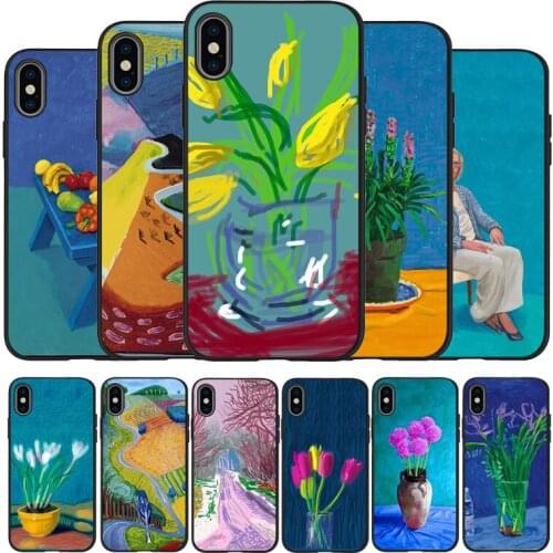 David Hockney oil painting black Silicone Phone Case For iPhone 12 XR XS Max 5 5S SE 2020 6 6S PLUS 7 8 X 11Pro Max 11 Cover