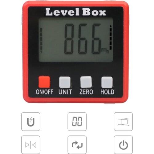 Mini Red Precision Digital Protractor Inclinometer Electronic Protractor Water Proof Level Box Digital Angle Finder Bevel Box