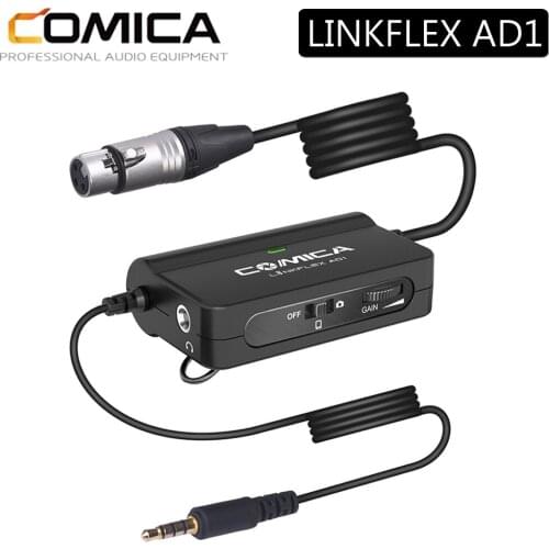 Comica LINKFLEX AD1 Microphone Preamp Adapter XLR To 3.5mm Audio Adapter Preamp For DSLR Camera Smartphone
