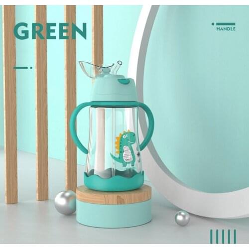 Kids Cute Animal Print 480ML Straw Cup Baby Juice Drink Learn To Drink Cup Non-slip Base Baby Bottles Newborn