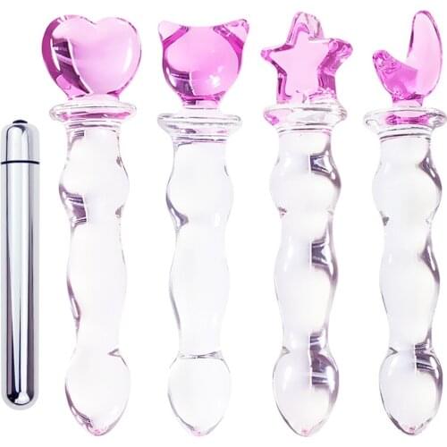 Gay Sex Products Butt Plug Vaginal Anal Stimulation Vibrator Beads Crystal Glass Dildo Penis for Women anal plug Sex Toys