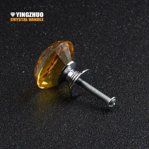 Hot 5PCS 30mm Crystal Glass Diamond Handle Dresser Drawer Cabinet Wardrobe Pull Handle Kitchen Bedroom Furniture Knobs