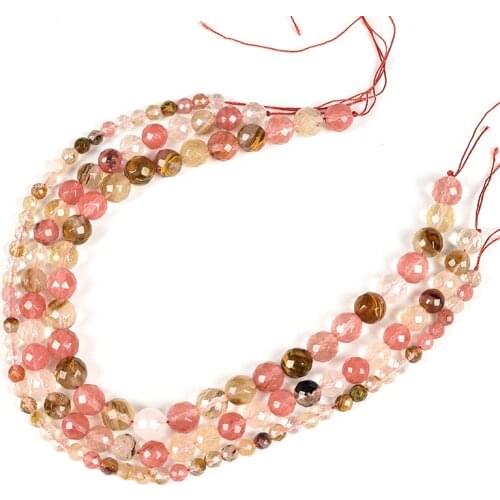 Faceted Stone Beads Watermelon Crystal Glass 4 6 8 10 12MM Quartz Bead DIY Charm Bracelet Necklace Beads For Jewelry Making