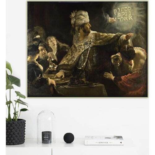 Citon Rembrandt《Belshazzars Feast》Canvas Art Oil Painting Famous Artwork Poster Picture Wall Background Decor Home Decoration