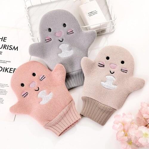 2021 Creative Cartoon Cactus Bath Towel Scrubbing Soft Gloves Baby Bath Gloves Children Body Clean Bath Accessories Exfoliating
