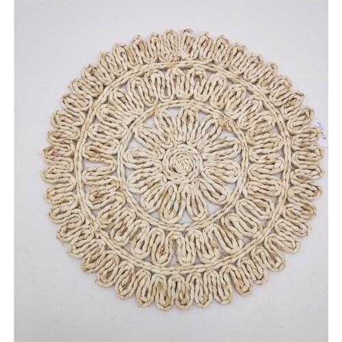 Creative Cup Coaster Flower-shaped Hear Resistant Straw Handmade Woven Exquisite Table Cup Mats for Home Table Placemats