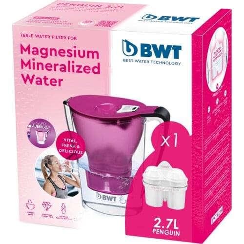 BWT electronic PENGUIN-2.7L water filter jug + 2 magnesium filters, filter water jug, electronic counter