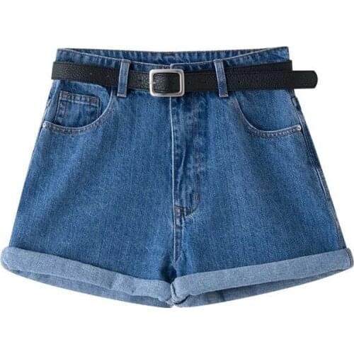 Summer Fashion Turnup Wide Legs Hot Pants High Waisted Women Jeans Shorts