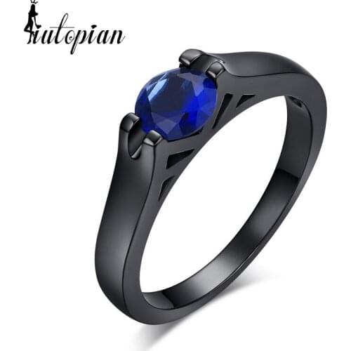 Iutopian Brand Fashion Black Ring with AAA Cubic Zirconia for Women #UR621