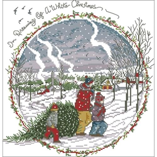 Pull back the Christmas tree counted 11CT 14CT 18CT Cross Stitch Set DIY Cross-stitch Kits Embroidery Needlework Home Decor