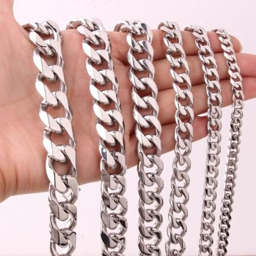 New Design 6/8//10/12/15MM Wide Bracelet Men Hiphop Stainless Steel Jewelry Fashion Mens Bracelets Bangles Hand Thick Chain
