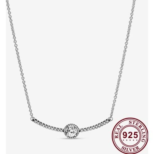 Original 925 Sterling Silver Pan necklace Classic Elegant Arc With Crystal Pan necklace For Women Wedding Party Fashion Jewelry