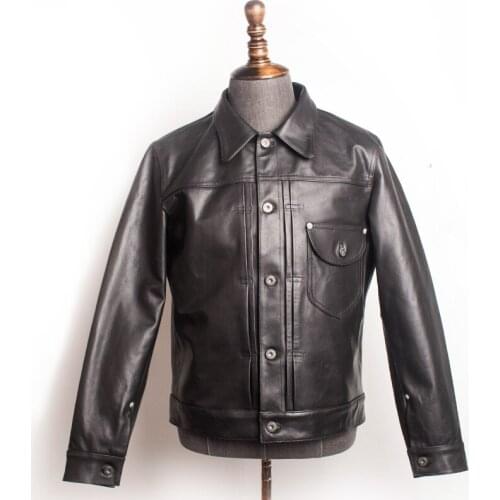 P106 Read Description! Asian Size Super Top Quality Genuine Horse Leather 506 Slim Classic Horsehide Stylish Rider Jacket