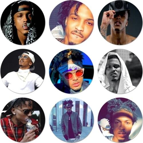 POP Signer August Alsina Music Star Icons Pins Badge Decoration Brooches Metal Badges For Backpack Decoration 58mm