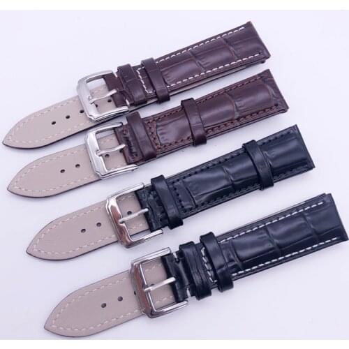 Watchbands Genuine Leather WatchBand Stainless Steel Buckle Clasp watch band leather strap 12 14 16 18 20 21 22 24mm