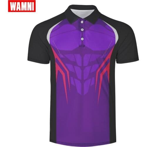WAMNI 3D Polo Shirt Quick Drying Casual Sport Line Striped Turn-down Collar Tennis Loose Button Male High Quality Polo-shirt
