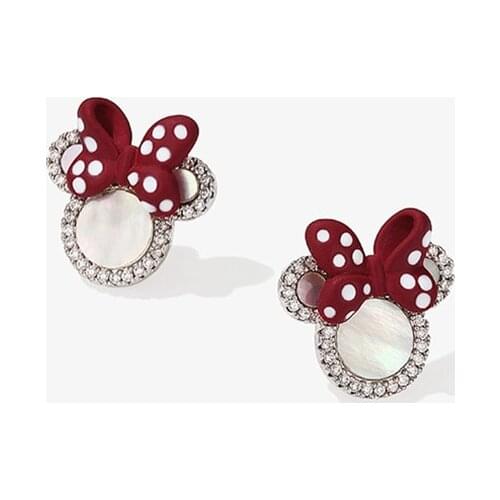 Cute Mouse Women Earrings Stud Wholesale Cartoon Bear Anime Crystals Bow Jewelry 2021 Halloween Gifts Charm Piercing Accessories