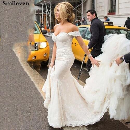 Smileven Lace Mermaid Wedding Dress Off The Shoulder Bridal Dresses Princess Vestido De Noiva Boho Wedding Gowns
