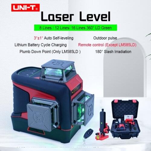 UNI-T 3D Green 8/12/16 Lines Laser Level 360 Self-Leveling Horizontal Vertical Cross Indoor Outdoor Remote Control Tester