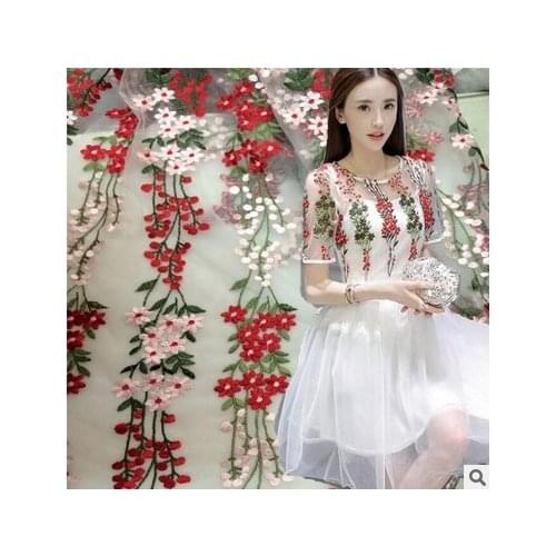 High-grade two-color mesh embroidered fine milk silk polyester silk fashion fabrics