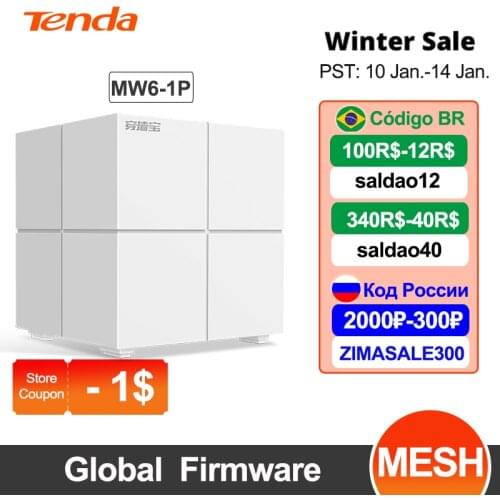 Tenda Mesh MW6 Whole Home Mesh Gigabit WiFi Router System 11AC Daul Band 2.4G/5.0GHz WI-FI Repeater, APP Remote Manage 1 unit
