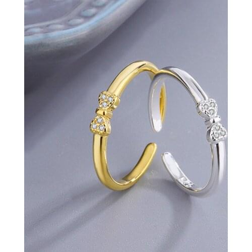 YIZIZAI Boe Knot Rings Silver Color Finger Cubic Zirconia Crystal Rings for Women Fine Wedding Party Gifts High Quality Jewelry