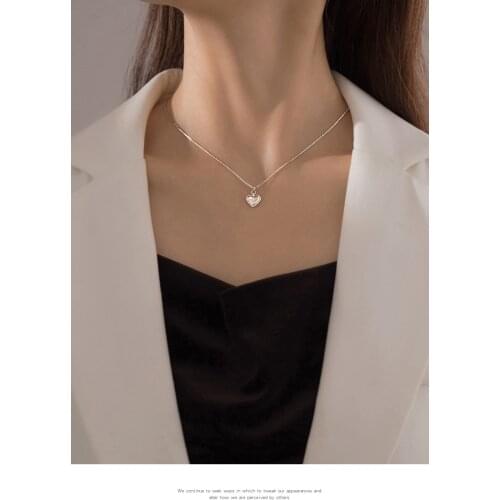 S925 sterling silver jewelry with fashion love necklace simple ins niche peach heart clavicle chain for girl lover birthday gift