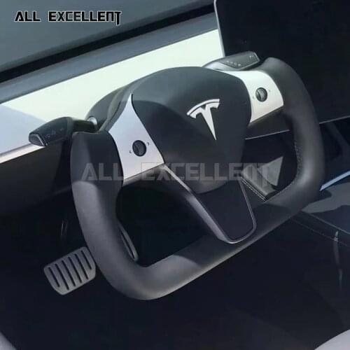 Customized Special Racing Steering wheel For Tesla Model 3 Model Y 2017 2018 2019 2020 2021 Carbon Fiber /Perforated Leather