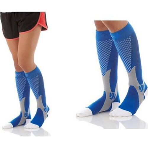 Women Men Compression Socks Fit For Sports Black Compression Socks For Anti Fatigue Pain Relief Knee High Long Socks EU 39-47