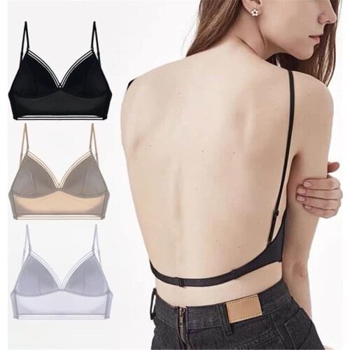 Women Mesh Lingerie Bra Thin No Steel Ring Bra Dress Vacation Invisible Back Closure Triangle Cup Female Brasieres Para Mujer