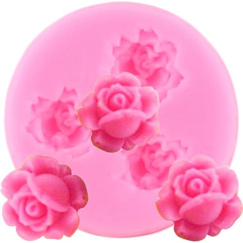 3D Roses Flowers Chocolate Silicone Molds Cupcake Topper Fondant Wedding Cake Decorating Tools Candy Polymer Clay Moulds
