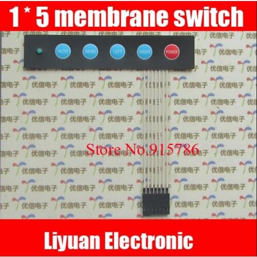 5pcs 1 * 5 membrane switch /display switch / 1X5 matrix keyboard membrane switch control panel with LED lights