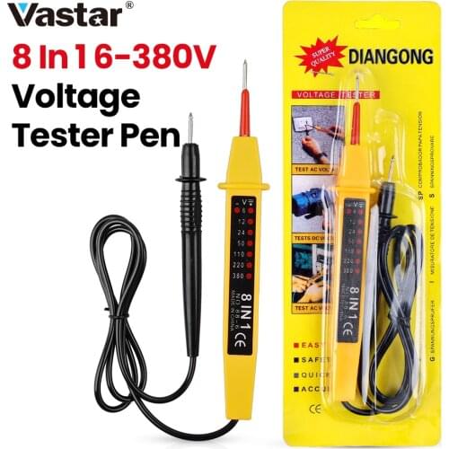 8 In 1 6-380V Voltage Tester Pen LCD Digital AC/DC Voltage Detectors Polarity Current Tester Voltage Tool