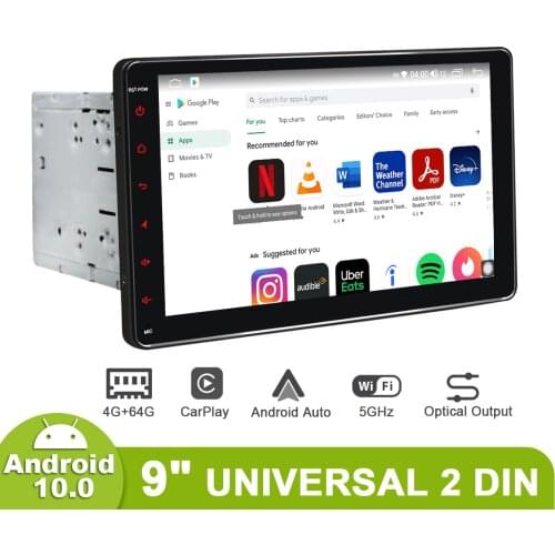 1280*720 2Din 9" Universal Android10 Car Stereo Radio DSP Carplay Navi GPS SPDIF Subwoofer 5GWiFi 4G SIM Bluetooth DVR DAB TPMS