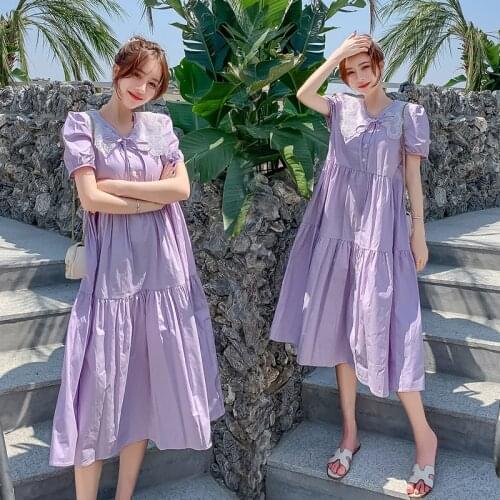 9017# Maternity Clothes Summer Short Sleeve Easy Matching Loose Stylish Dress for Pregnant Women Mom Dress