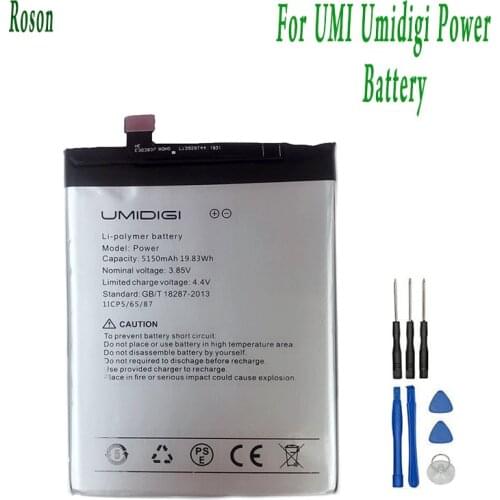 Roson for UMI Umidigi Power Battery 5150mAh 100% New Replacement Parts Phone Accessory Accumulators With Tools