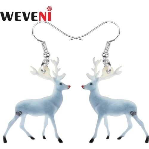 WEVENI Acrylic Christmas Anime Antlers Deer Elk Earrings Drop Dangle Animal Jewelry For Women Girls Teens Kids Decorations Gift