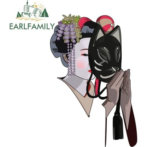 EARLFAMILY 13cm x 8.6cm For Geisha Car Stickers Sunscreen Decal Waterproof Vinyl Material Scratch-Proof Suitable for VAN RV