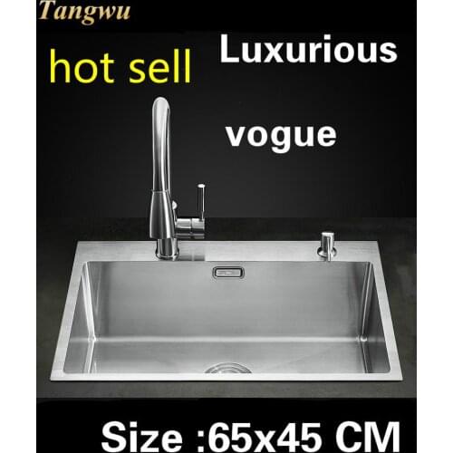 Free shipping Apartment kitchen manual sink single trough do the dishes 304 stainless steel vogue hot sell 650x450 MM