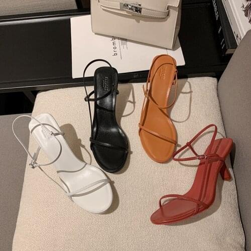 Niche network red fairy wind a word with 2021 new summer contracted high heel leather fashion sexy sandals women