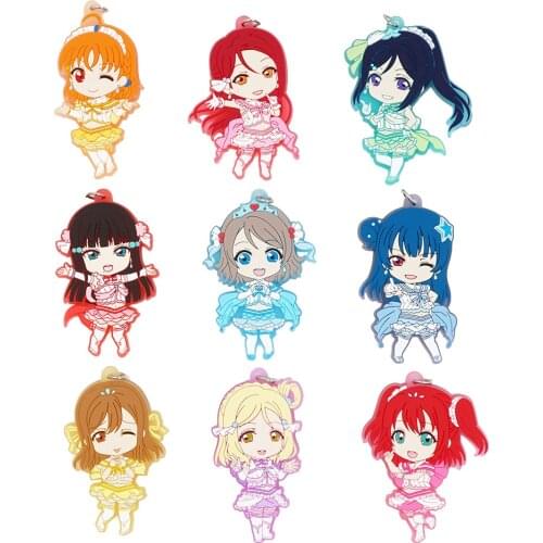 Love Live Anime keychain Kotori Nico Rin Umi Maki Chika Dia Riko Yoshi kc Kunikida Kanan Rubber strap/phone charms G857san