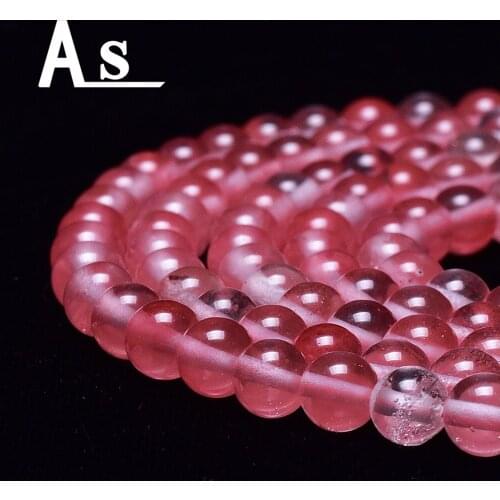 Asingeloo Natural Stone Beads Red Watermelon Crystal Beads Quartz For Jewelry Making For Bracelet And Necklace