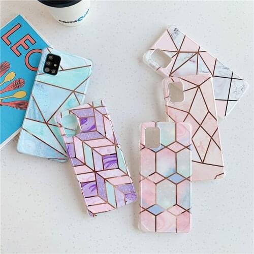Plating Marble Shockproof Phone Case For Samsung Galaxy S20 FE Note 20 Ultra 10 S10 Plus A50 A50S A51 A71 A10 A30 A20 Cover