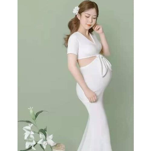 Elegant Shoulderless Maternity Photography Props Long Dress For Pregnant Women Fancy Pregnancy Dress Sexy Maxi Gown Photo Shoot