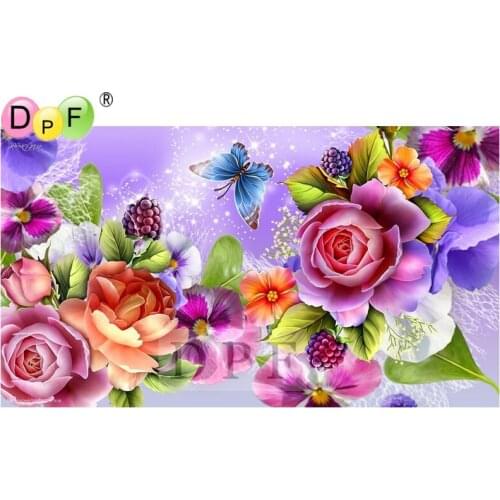 DPF Diy Diamond Embroidery butterfly flower wall Diamond Painting Cross Stitch full Square diamond Mosaic Needlework home Decor