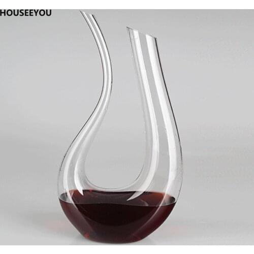 European 1500ml Crystal Glass U-shaped Horn Wine Decanter Bar Tools Lead-free Glass Wine Dispenser Barware Accessories Handmade