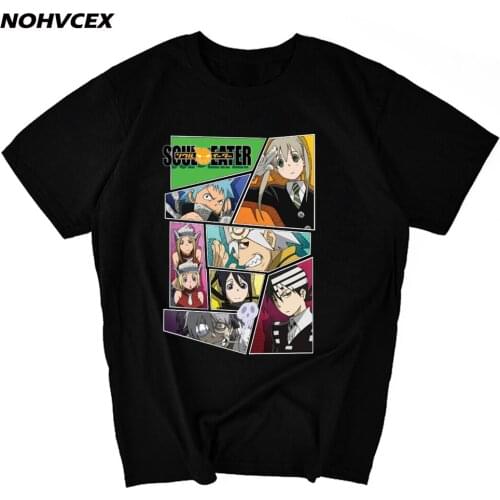 Japanese Anime New Men Soul Eater Fashion Print Summer Mens Novelty Cotton Short Sleeve T Shirt