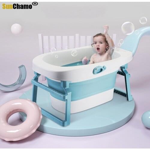 2021 Hot Sale Baby Bath Children Bucket Folding Baby Newborn Bath Folding Baby Shower Fold-able Non-Slip Bathtub Newborn Family
