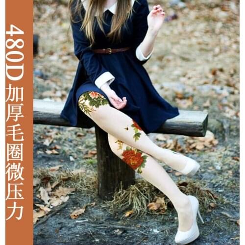 Japanese style 480D Sweet Lolita tights white Rose pattern Thicken Silk stockings 1order=1pc