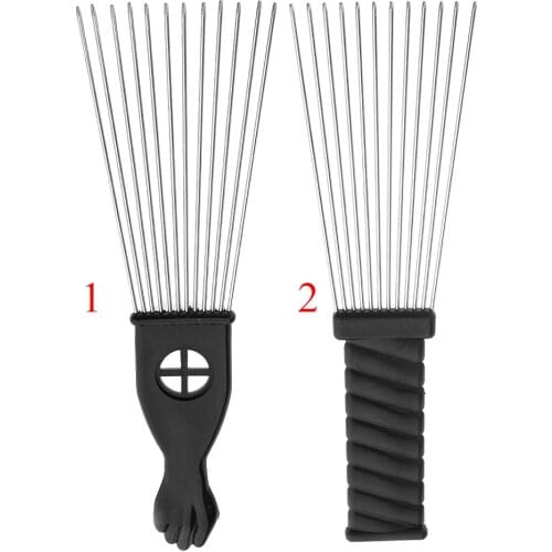 Metal Afro Comb Stainless Steel Hair Styling Comb Professional Hairdressing Brush Barbers Black Fist Pick Comb Hairdressing Tool